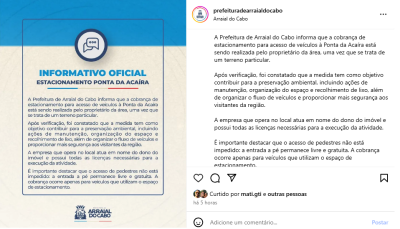 Atualidade: Ponta de Acaíra - Estacionamento pago